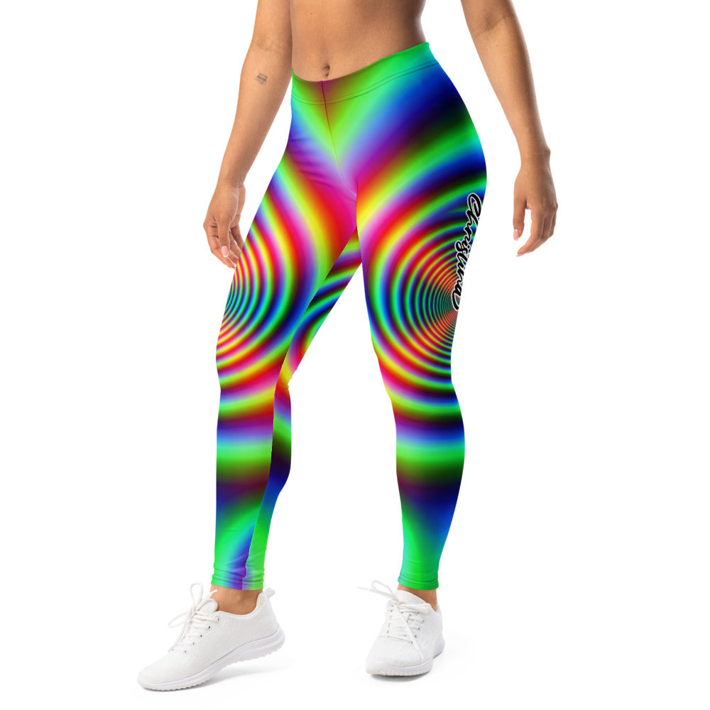 Personalisierte Damen Sportleggings Psychedelisch Bunt Regenbogen Spiral Muster Fitness Yoga Leggings T102