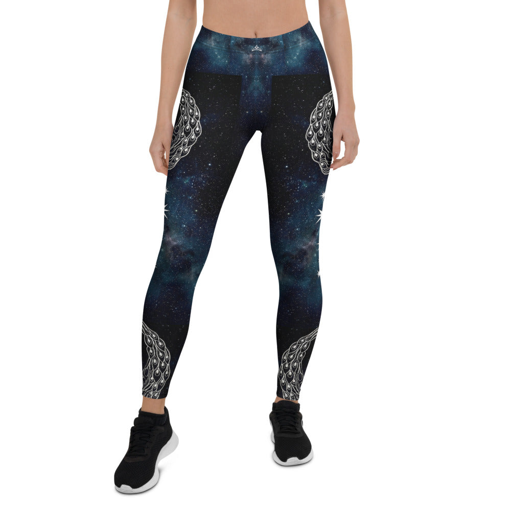 Personalisierte Damen Sportleggings Galaxy Design Blau Schwarz Sternzeichen Skorpion Fitness Leggings N327