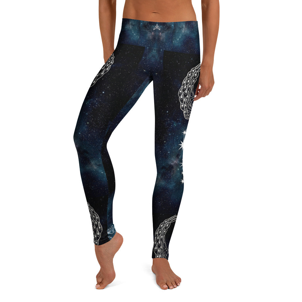 Personalisierte Damen Sportleggings Galaxy Design Blau Schwarz Sternzeichen Skorpion Fitness Leggings N327