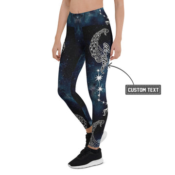 Personalisierte Damen Sportleggings Galaxy Design Blau Schwarz Sternzeichen Skorpion Fitness Leggings N327 - XL