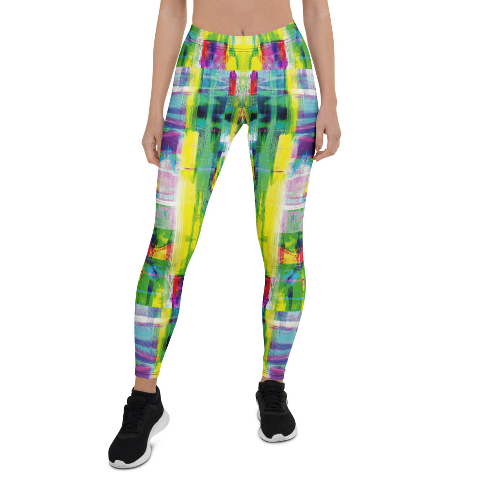 Personalisierte Sportleggings Damen Abstraktes Muster Bunt Fitness Leggings Yoga Hose Mehrfarbig E316