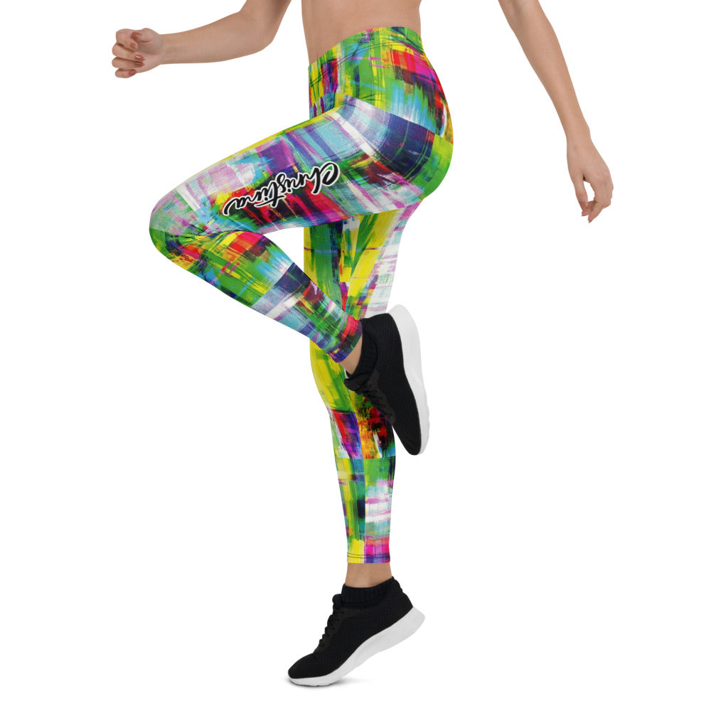 Personalisierte Sportleggings Damen Abstraktes Muster Bunt Fitness Leggings Yoga Hose Mehrfarbig E316