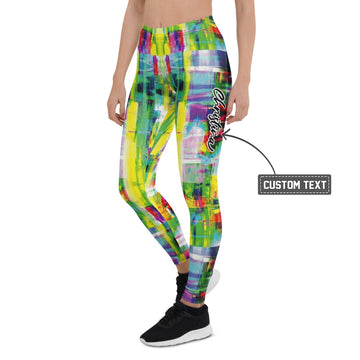 Personalisierte Sportleggings Damen Abstraktes Muster Bunt Fitness Leggings Yoga Hose Mehrfarbig E316 - XL