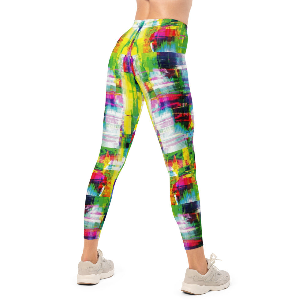 Personalisierte Sportleggings Damen Abstraktes Muster Bunt Fitness Leggings Yoga Hose Mehrfarbig E316