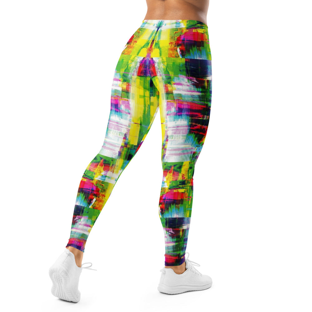 Personalisierte Sportleggings Damen Abstraktes Muster Bunt Fitness Leggings Yoga Hose Mehrfarbig E316