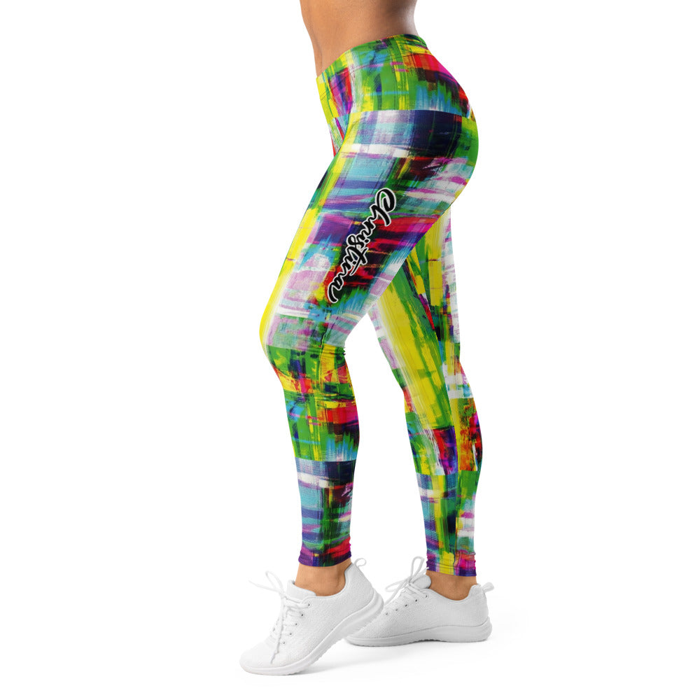 Personalisierte Sportleggings Damen Abstraktes Muster Bunt Fitness Leggings Yoga Hose Mehrfarbig E316