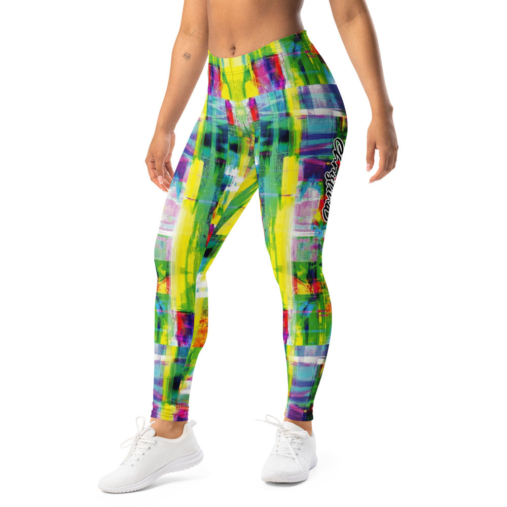 Personalisierte Sportleggings Damen Abstraktes Muster Bunt Fitness Leggings Yoga Hose Mehrfarbig E316