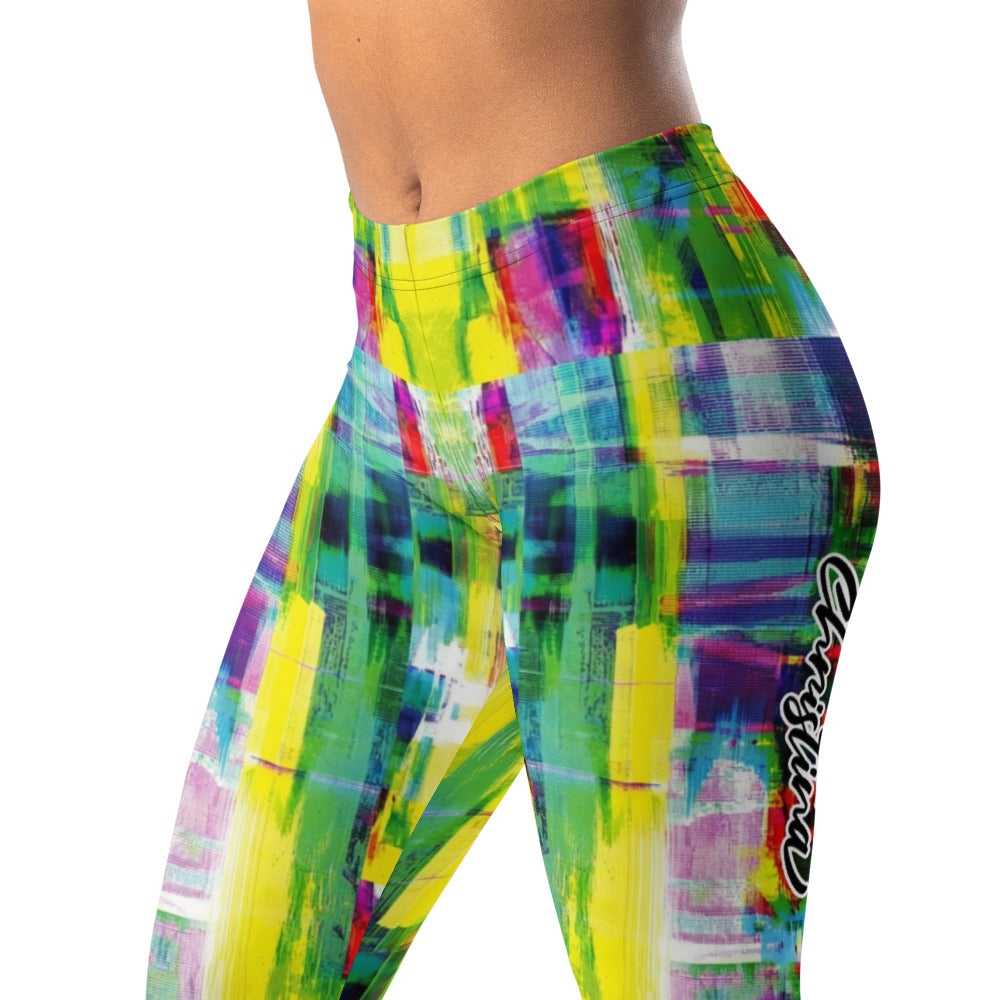 Personalisierte Sportleggings Damen Abstraktes Muster Bunt Fitness Leggings Yoga Hose Mehrfarbig E316