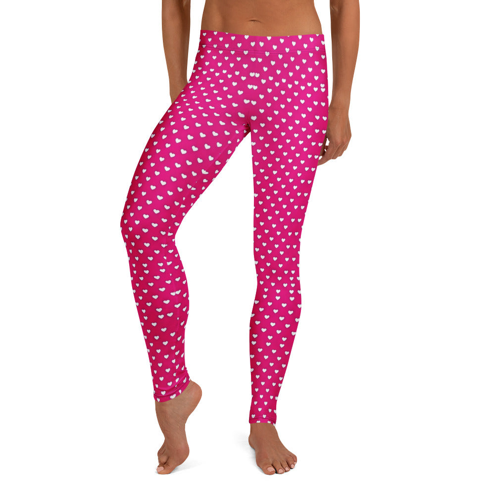 Personalisierte Damen Sportleggings Herzchen-Muster Pink Fitness Leggings Yoga Hose C354