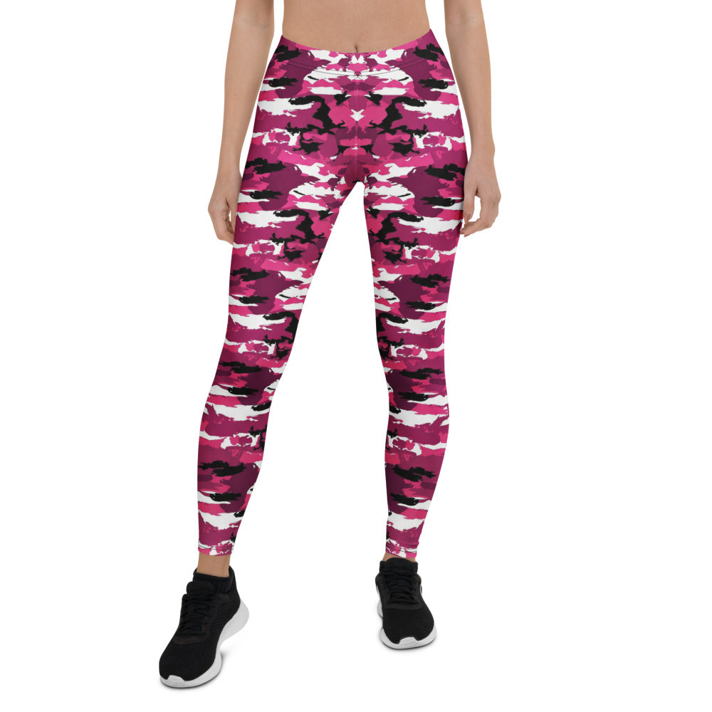Personalisierte Damen Sportleggings Camouflage Muster Pink Schwarz Weiß Fitness Yoga Leggings U546
