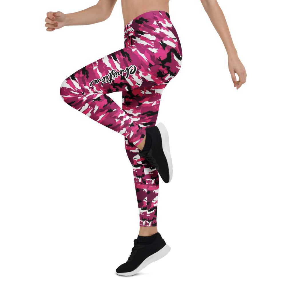 Personalisierte Damen Sportleggings Camouflage Muster Pink Schwarz Weiß Fitness Yoga Leggings U546