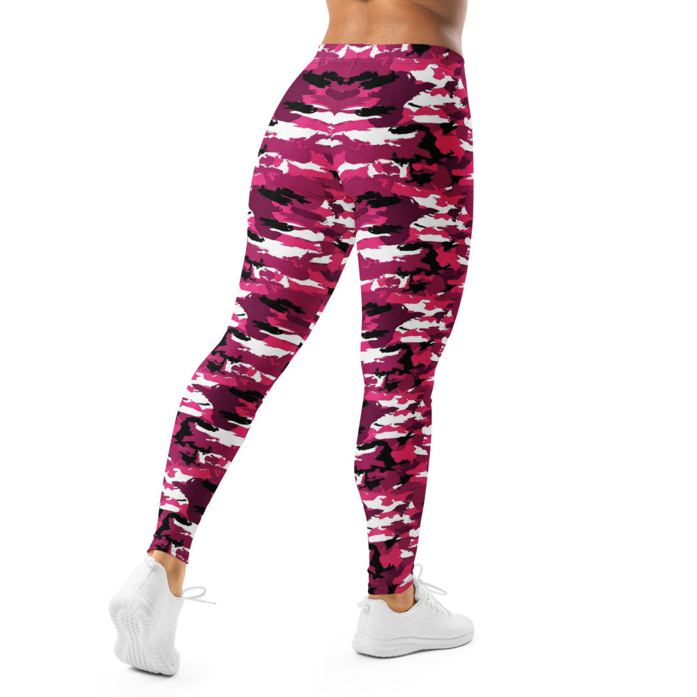 Personalisierte Damen Sportleggings Camouflage Muster Pink Schwarz Weiß Fitness Yoga Leggings U546