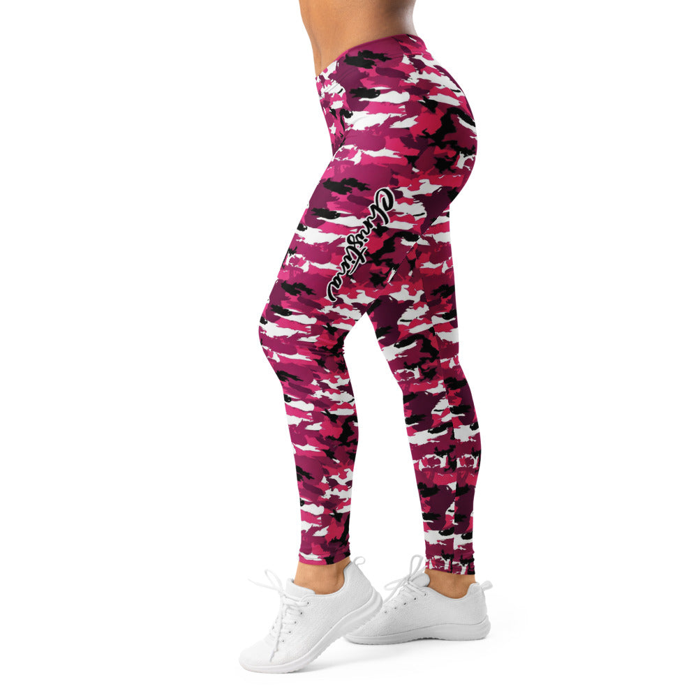 Personalisierte Damen Sportleggings Camouflage Muster Pink Schwarz Weiß Fitness Yoga Leggings U546