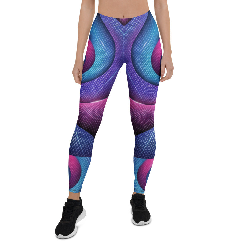 Personalisierte Damen Sportleggings Abstrakt Geometrisches Muster Blau Lila Pink Fitness Leggings Yoga Tights X919