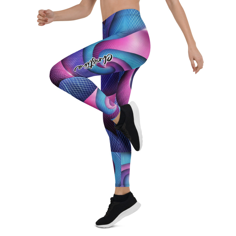 Personalisierte Damen Sportleggings Abstrakt Geometrisches Muster Blau Lila Pink Fitness Leggings Yoga Tights X919