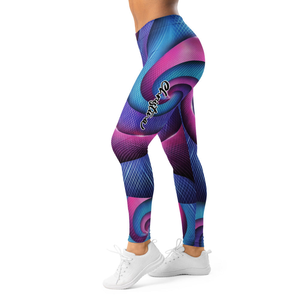 Personalisierte Damen Sportleggings Abstrakt Geometrisches Muster Blau Lila Pink Fitness Leggings Yoga Tights X919