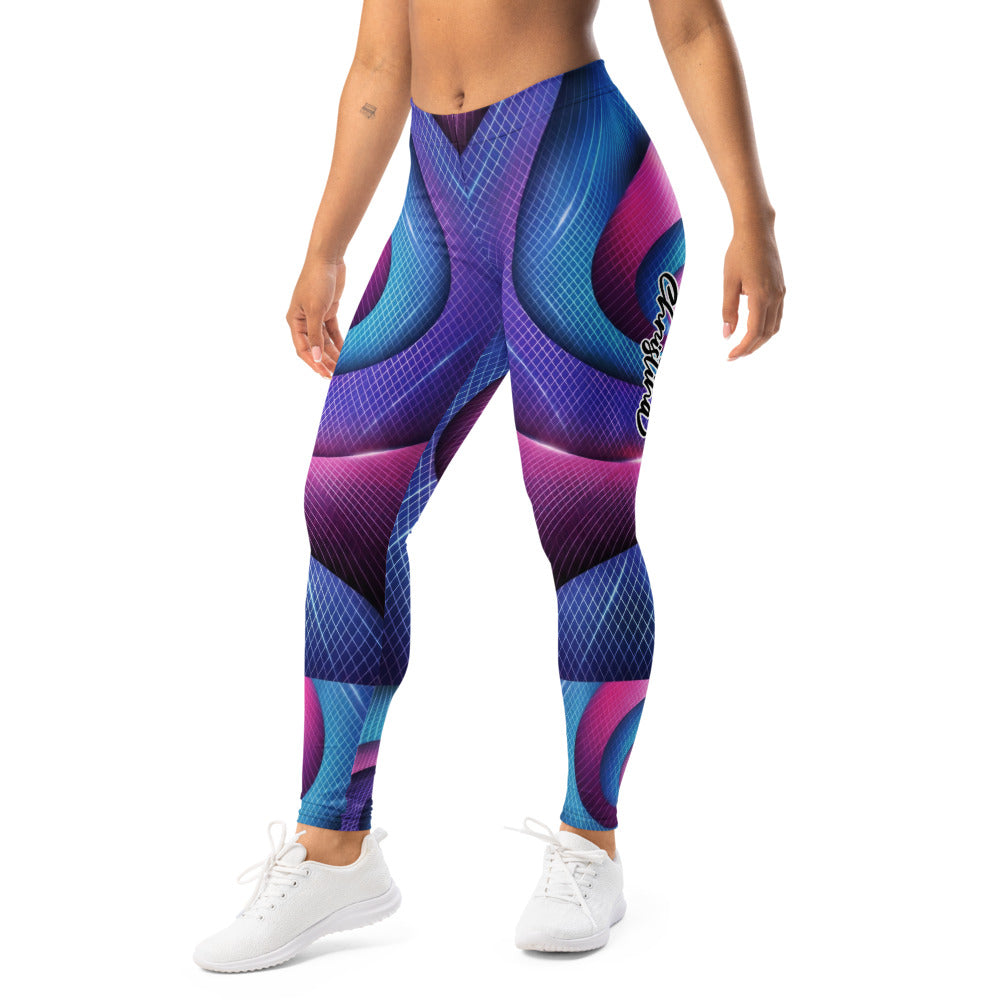 Personalisierte Damen Sportleggings Abstrakt Geometrisches Muster Blau Lila Pink Fitness Leggings Yoga Tights X919