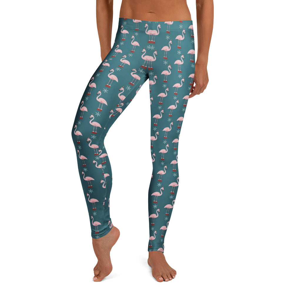 Personalisierte Damen Sportleggings Flamingo Design Weihnachten Petrol Pink Fitness Yoga Hose Q685
