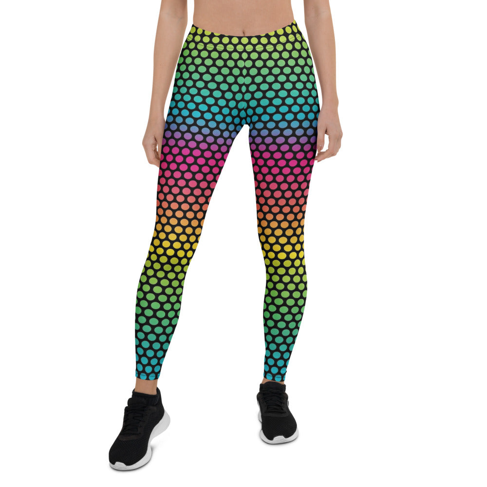 Personalisierte Damen Sportleggings Punktemuster Bunt Regenbogen Farbverlauf Fitness Leggings K966