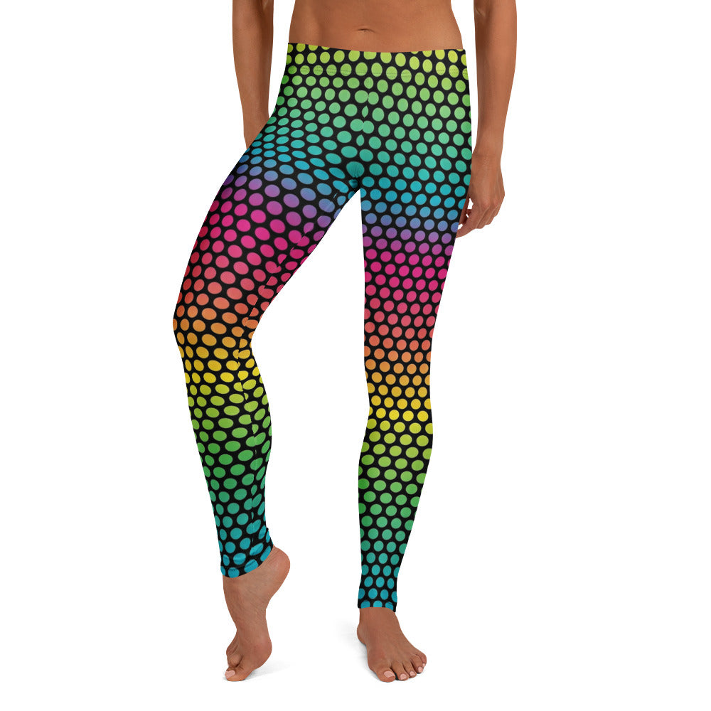 Personalisierte Damen Sportleggings Punktemuster Bunt Regenbogen Farbverlauf Fitness Leggings K966