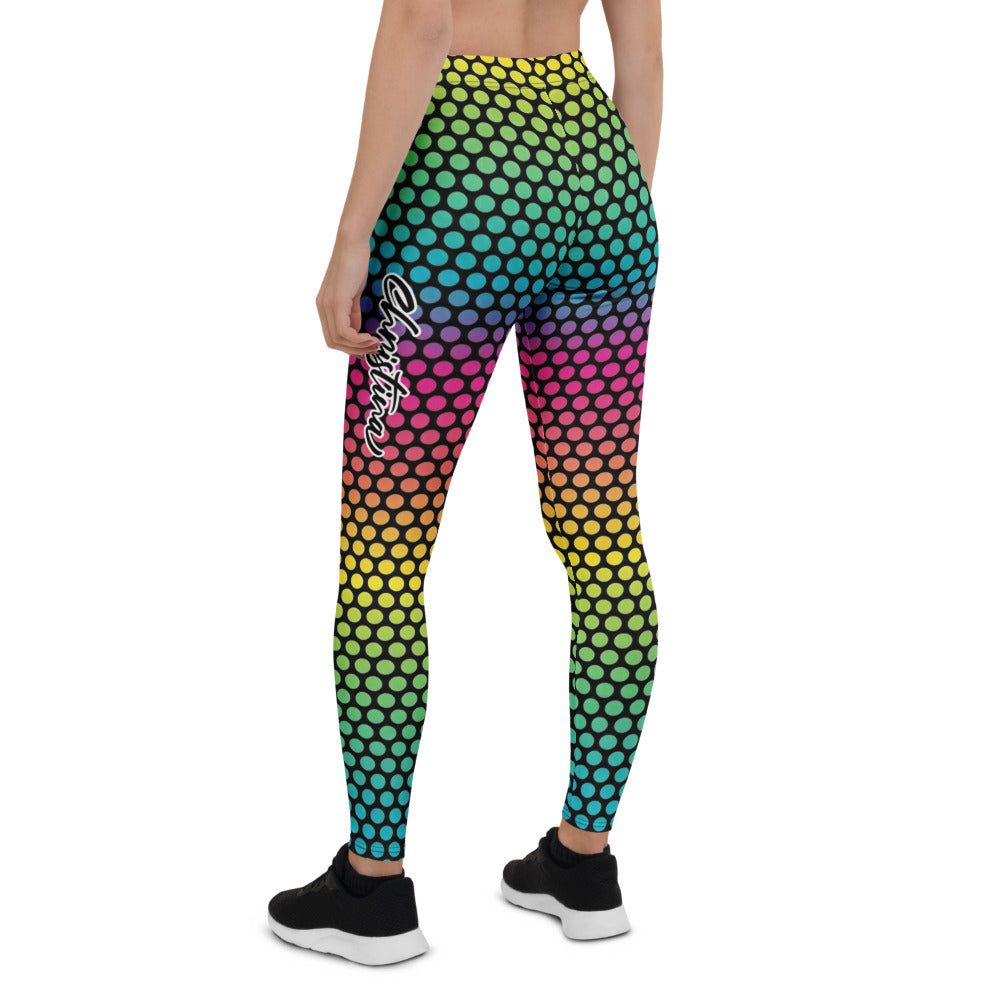Personalisierte Damen Sportleggings Punktemuster Bunt Regenbogen Farbverlauf Fitness Leggings K966