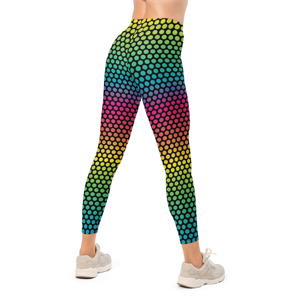 Personalisierte Damen Sportleggings Punktemuster Bunt Regenbogen Farbverlauf Fitness Leggings K966