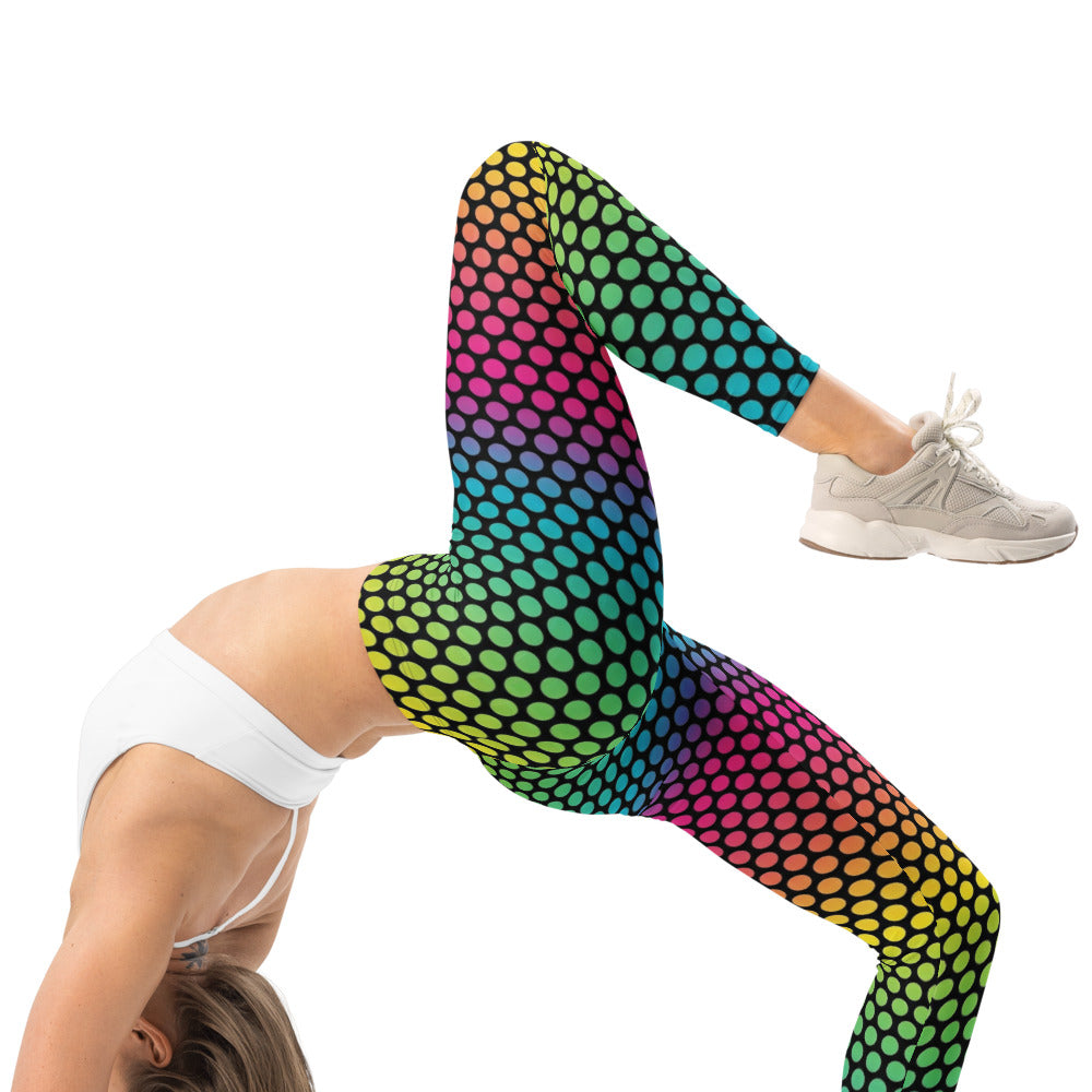 Personalisierte Damen Sportleggings Punktemuster Bunt Regenbogen Farbverlauf Fitness Leggings K966
