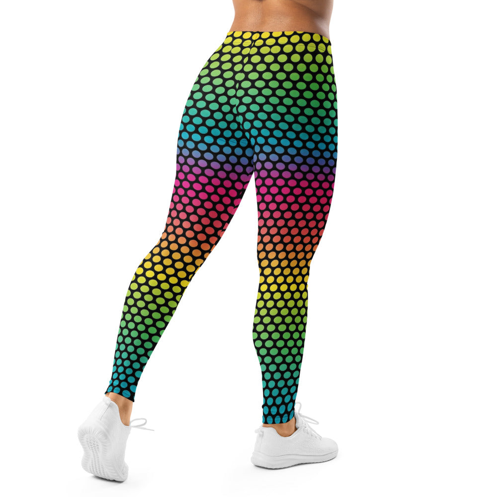 Personalisierte Damen Sportleggings Punktemuster Bunt Regenbogen Farbverlauf Fitness Leggings K966