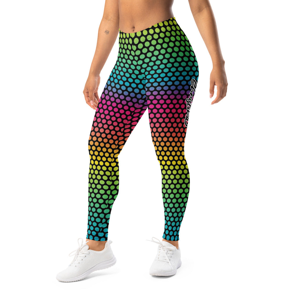 Personalisierte Damen Sportleggings Punktemuster Bunt Regenbogen Farbverlauf Fitness Leggings K966