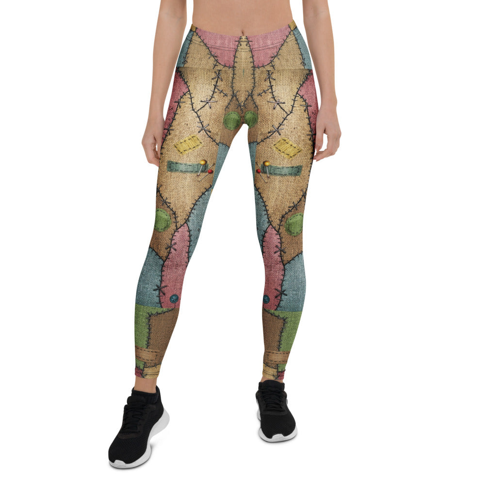Personalisierte Sportleggings Damen Patchwork Design Bunt Fitness Leggings Ragdoll Optik Yoga Hose P346