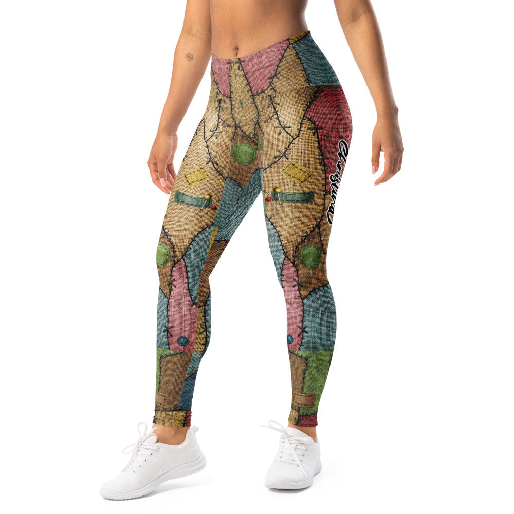 Personalisierte Sportleggings Damen Patchwork Design Bunt Fitness Leggings Ragdoll Optik Yoga Hose P346