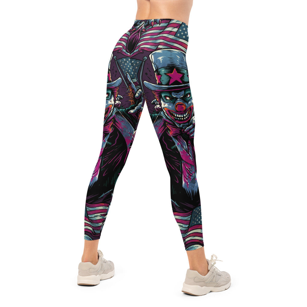 Personalisierte Damen Sportleggings Uncle Sam Design USA Flagge Lila Schwarz Fitness Leggings H178