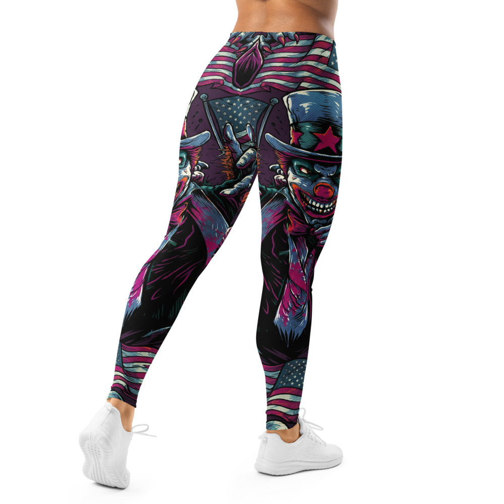 Personalisierte Damen Sportleggings Uncle Sam Design USA Flagge Lila Schwarz Fitness Leggings H178