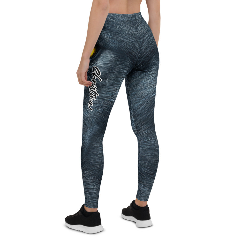 Personalisierte Sportleggings Damen Panther Motiv Schwarz Gelbe Augen Fitness Leggings Yoga Hose P319