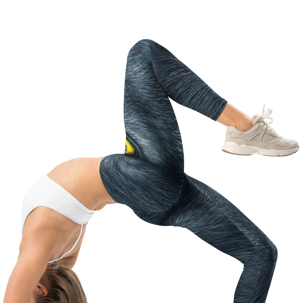 Personalisierte Sportleggings Damen Panther Motiv Schwarz Gelbe Augen Fitness Leggings Yoga Hose P319