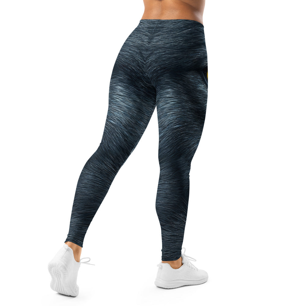 Personalisierte Sportleggings Damen Panther Motiv Schwarz Gelbe Augen Fitness Leggings Yoga Hose P319