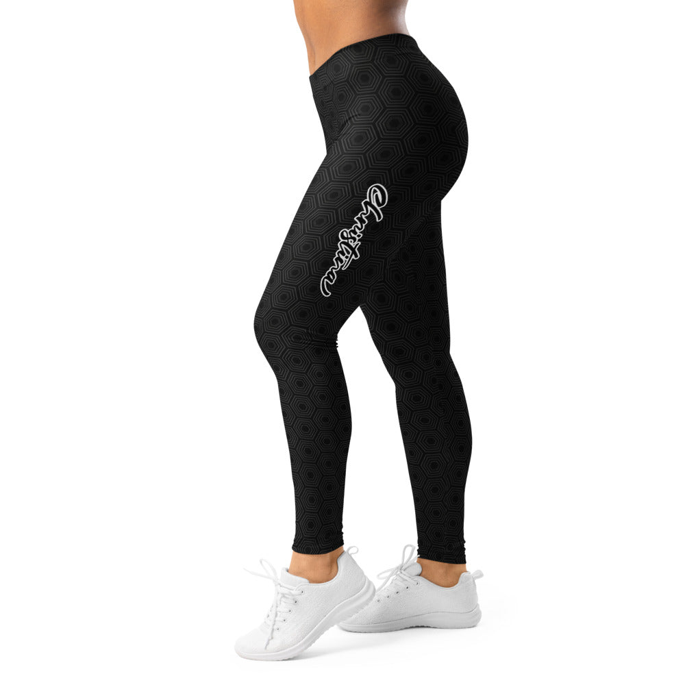 Personalisierte Damen Sportleggings Schwarz Wabenmuster Geometrisches Design Fitness Yoga Leggings X061