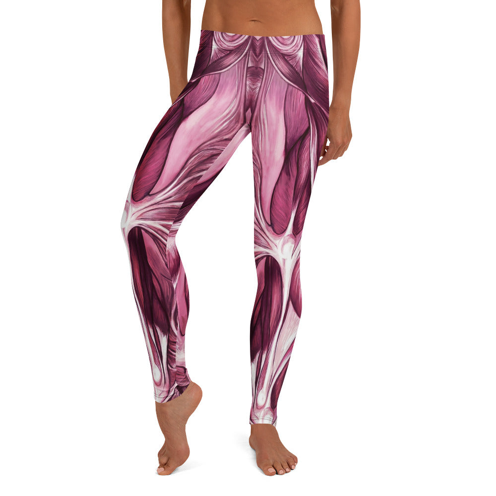 Personalisierte Damen Sportleggings Muskel Design Anatomie Print Pink Violett Fitness Leggings N283
