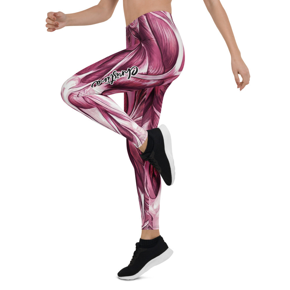 Personalisierte Damen Sportleggings Muskel Design Anatomie Print Pink Violett Fitness Leggings N283