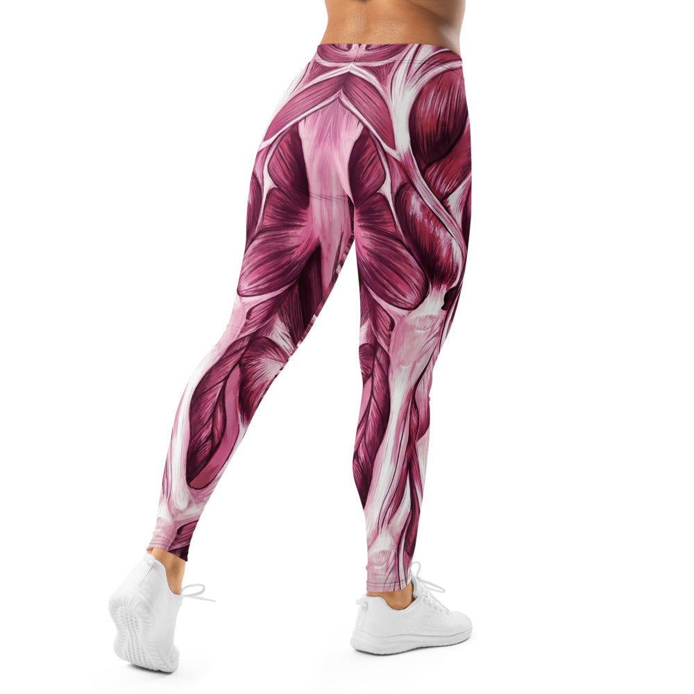 Personalisierte Damen Sportleggings Muskel Design Anatomie Print Pink Violett Fitness Leggings N283
