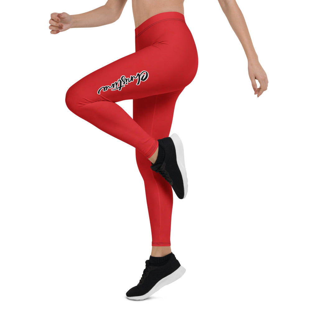 Personalisierte Damen Sportleggings Rot mit Christmas Schriftzug Fitnesshose Yoga Leggings R298