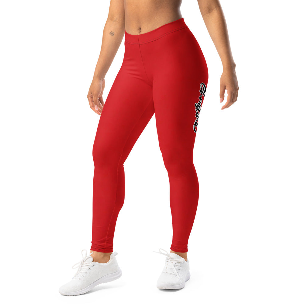 Personalisierte Damen Sportleggings Rot mit Christmas Schriftzug Fitnesshose Yoga Leggings R298
