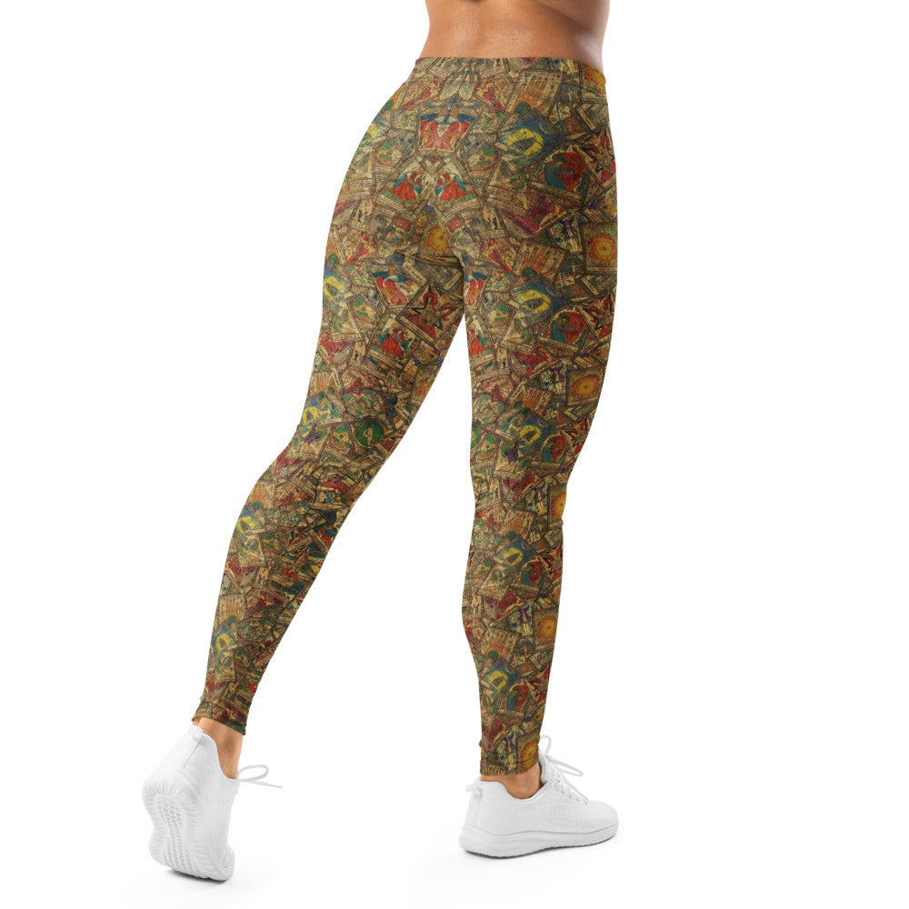 Personalisierte Damen Sportleggings Vintage Tarot Design Mystik Collage Fitnesshose Yoga Leggings Z120