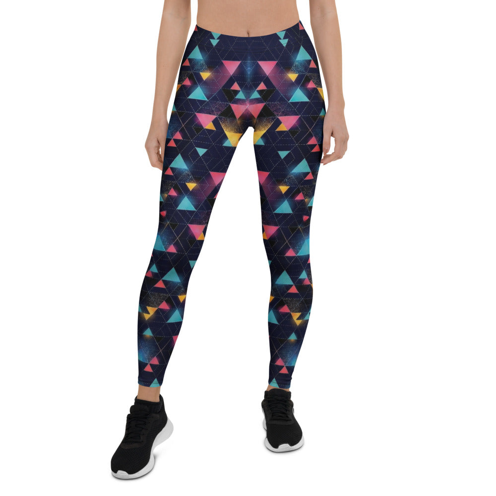 Personalisierte Damen Sportleggings Geometrisches Muster Dreiecke Bunt Abstrakt Fitness Yoga Leggings E374