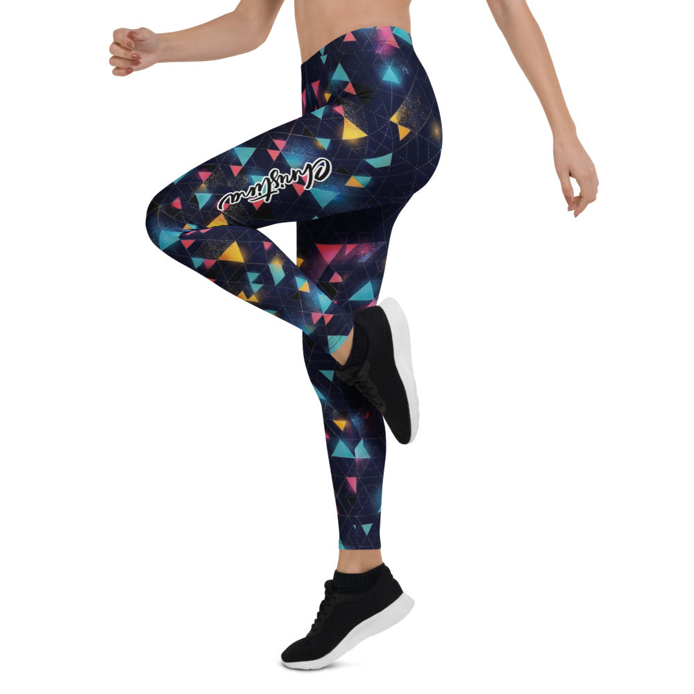 Personalisierte Damen Sportleggings Geometrisches Muster Dreiecke Bunt Abstrakt Fitness Yoga Leggings E374