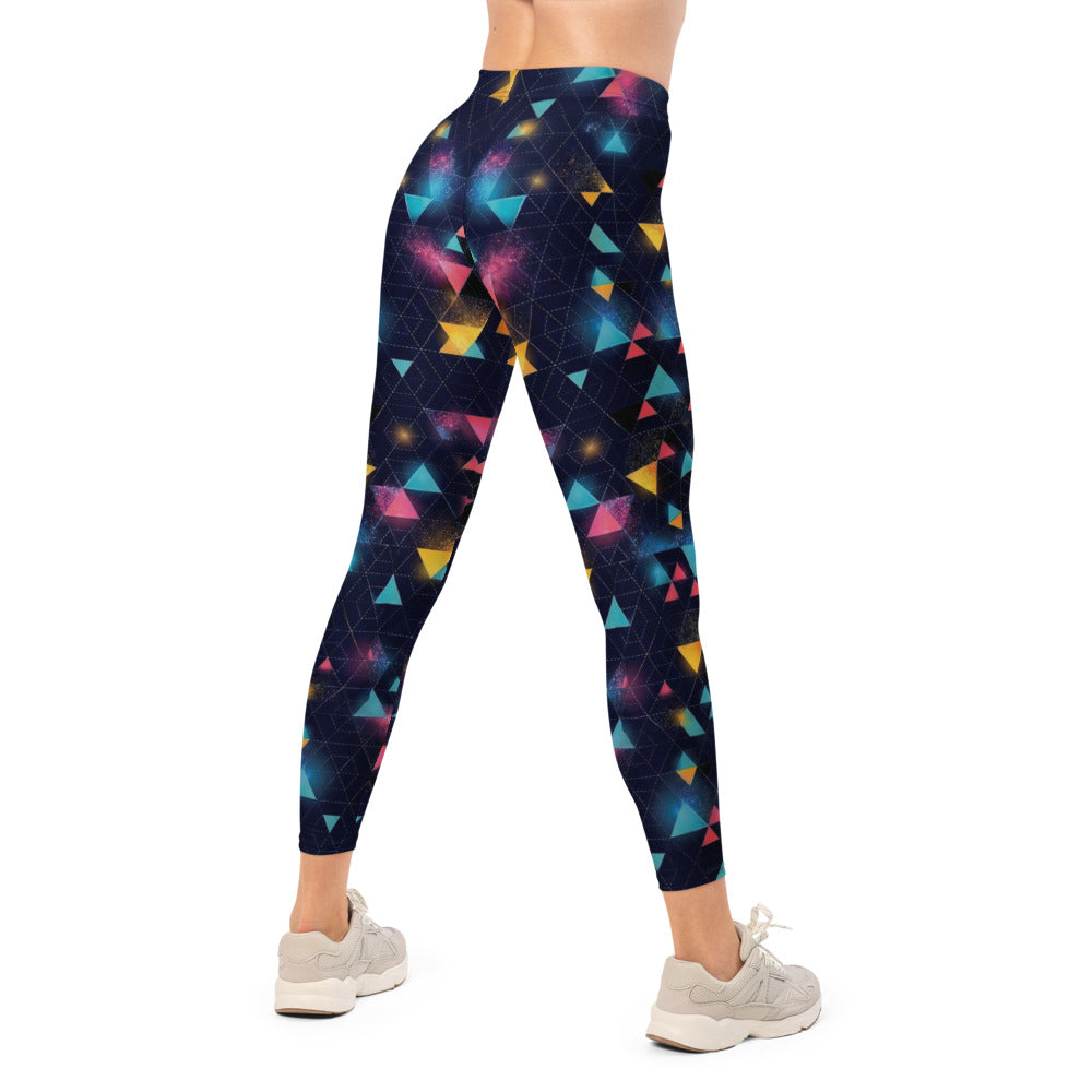 Personalisierte Damen Sportleggings Geometrisches Muster Dreiecke Bunt Abstrakt Fitness Yoga Leggings E374