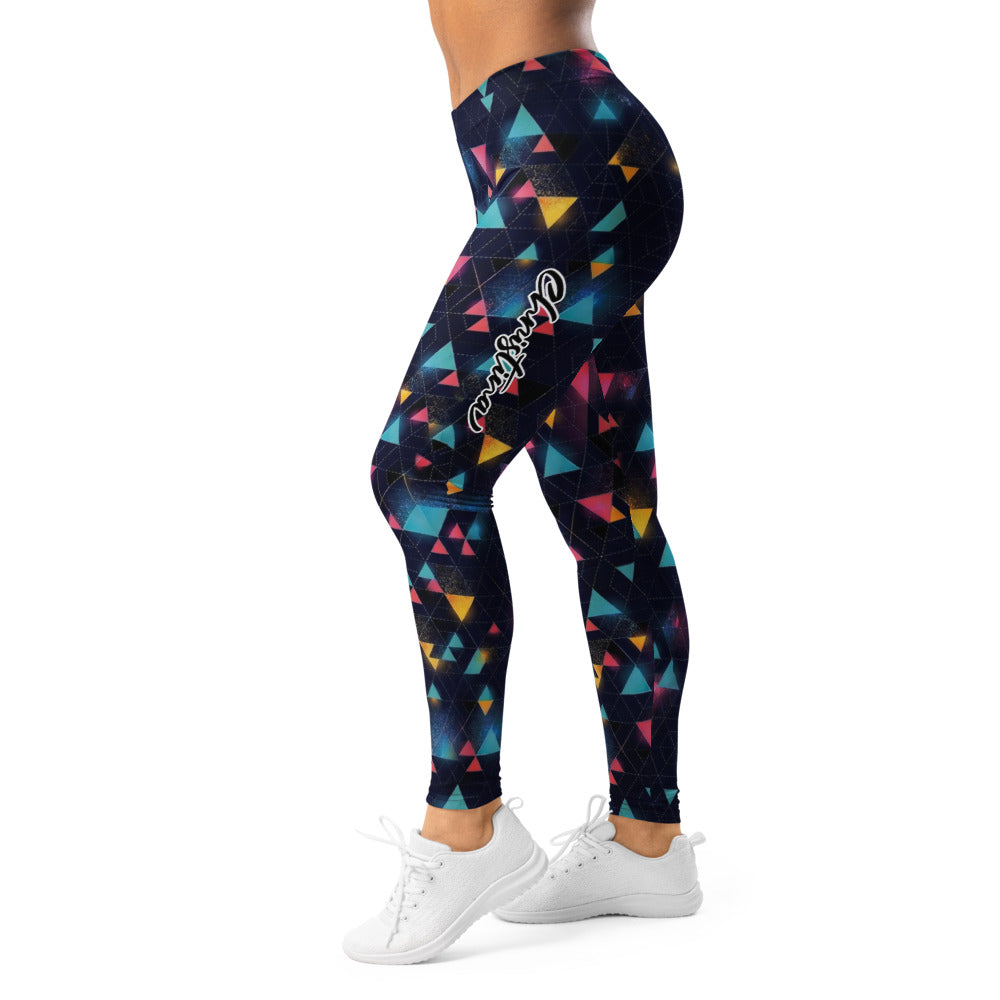 Personalisierte Damen Sportleggings Geometrisches Muster Dreiecke Bunt Abstrakt Fitness Yoga Leggings E374