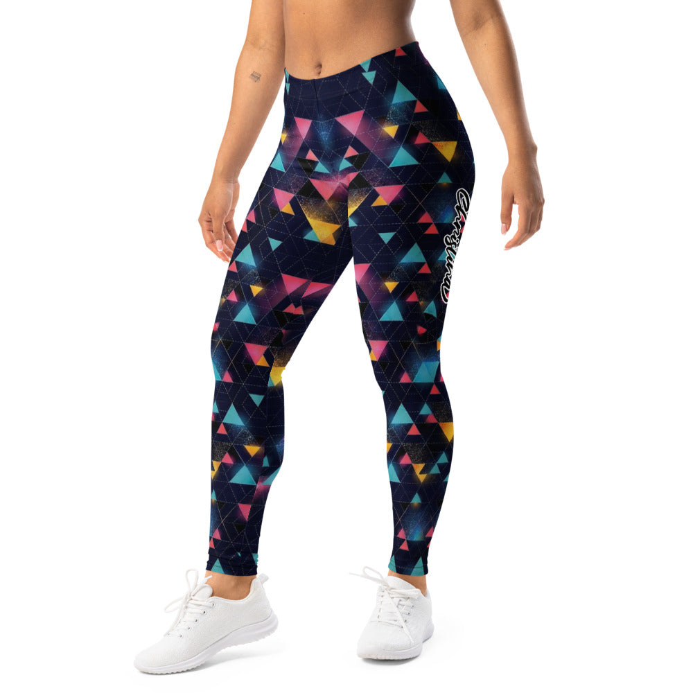 Personalisierte Damen Sportleggings Geometrisches Muster Dreiecke Bunt Abstrakt Fitness Yoga Leggings E374