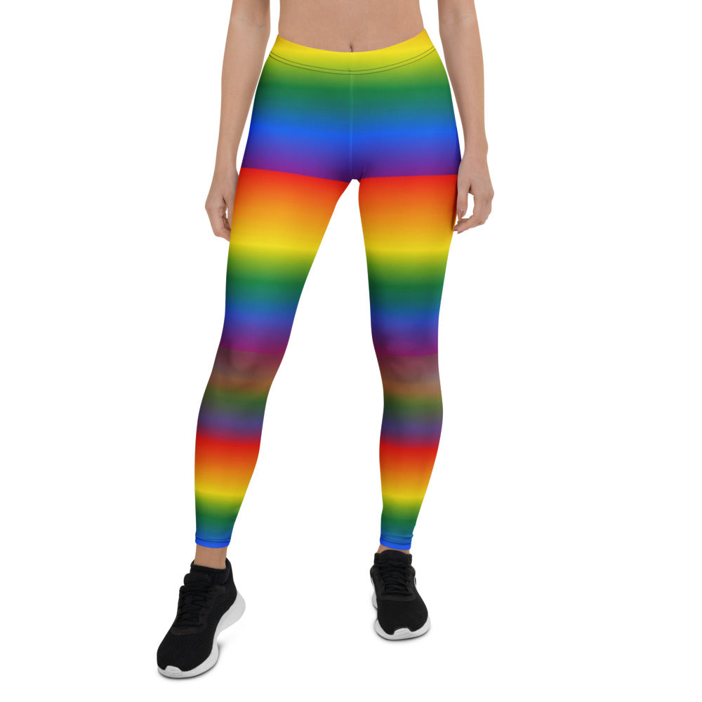 Personalisierte Damen Sportleggings Regenbogen Bunt Gestreift Fitness Leggings Yoga Hose J109