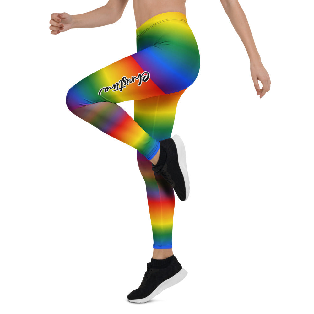 Personalisierte Damen Sportleggings Regenbogen Bunt Gestreift Fitness Leggings Yoga Hose J109